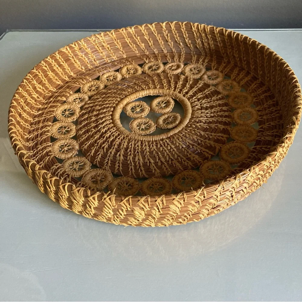 Unique Vintage Woven Basket Tray